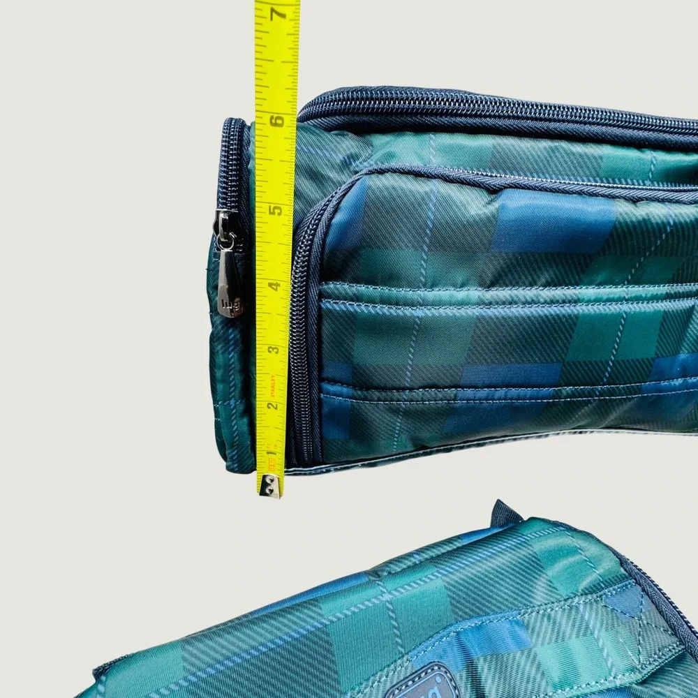 Lug Cosmetic Case Unisex Green Plaid Trolley XL 3pc Travel Makeup Organizer